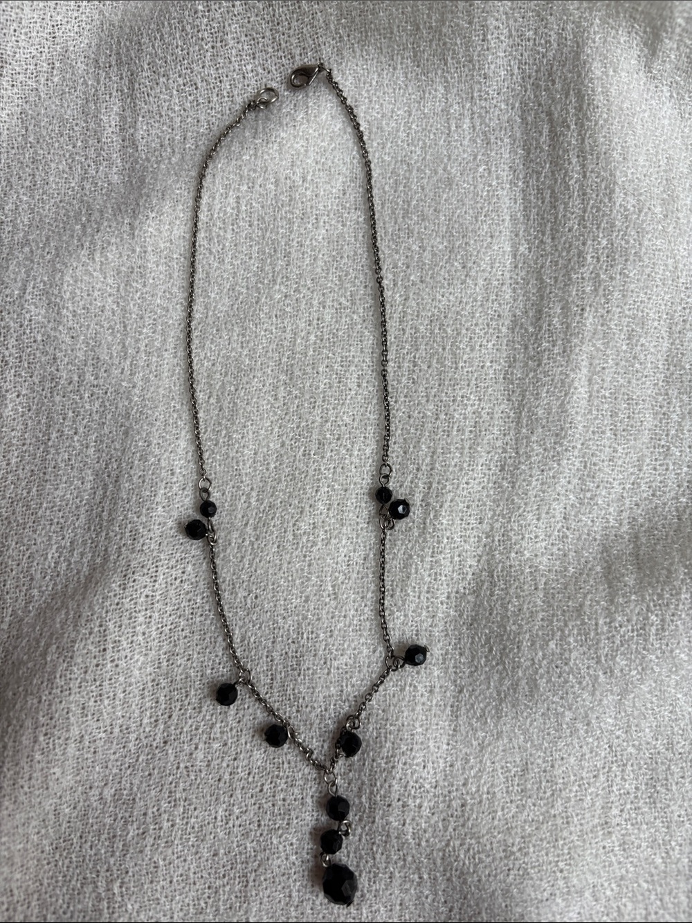 Elegant Black Crystal Drop Necklace - Women Jewelry